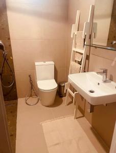 a bathroom with a toilet and a sink at Tini’s Home in Vuno +18 photos
