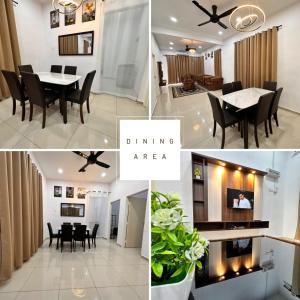 a collage of photos of a dining room and a dining area at Humairah Homestay - Near Bandar Temerloh in Temerloh