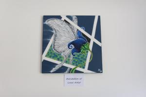 a picture of a butterfly of local art at B&B Casa Wanda since 1999 in Riva del Garda