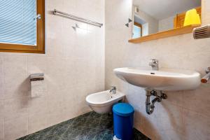 ein Bad mit einem Waschbecken und einem WC in der Unterkunft Lindenhof Apt 8 in Vintl