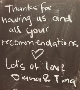 a chalkboard with a writing on it that says thanks for wanting us and all at Apartman KARESA -Rijeka in Rijeka