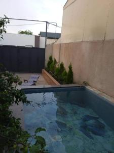 a swimming pool on the side of a building at Nino's apartment-Isolated floor for rent in Tbilisi City