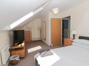 ウィットビーにあるHarbour Lodgeのベッドルーム(ベッド1台、薄型テレビ付)