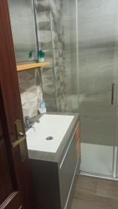 a bathroom with a sink and a shower at Neckar in Noja