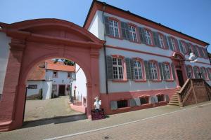 a large building with an arch in front of it at WEISSES ROSS DESIGNHOTEL in Kirchheimbolanden