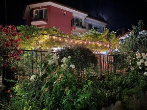 a house with a bunch of flowers and lights at Amirov Garden - Free parking & Free beach area in Kranevo +38 photos