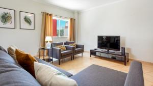 西爾韋斯的住宿－Villas Boas House Silves，带沙发和电视的客厅