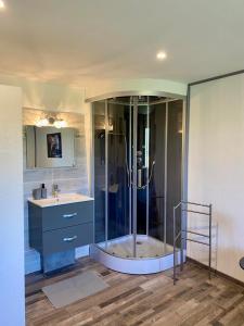 a bathroom with a shower and a sink at La Chambre à Tourtour in Tourtour +5 photos