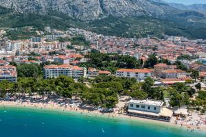 an aerial view of a beach in a resort at Villa Rubcic in Makarska