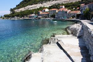 uma vista de um corpo de água com barcos nele em Apartments and rooms with parking space Sobra, Mljet - 18465 em Babino Polje