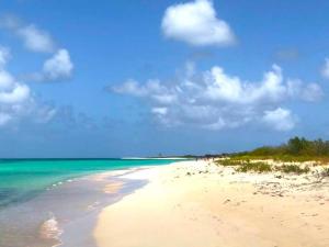 a view of a beach with the water and sky at Vacation Home with Private Pool in Jolly Harbour