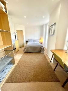 um quarto com uma cama, uma mesa e uma secretária em Wilmot Guest House em Londres