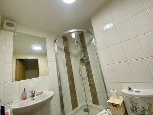 Koupelna v ubytování Lovely double room with private bathroom and Double room with shared toilet & PARKING FREE
