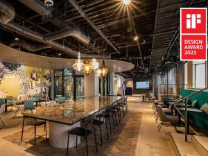 a large dining room with a large table and chairs at Prince Smart Inn Kyoto Sanjo in Kyoto