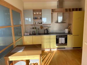 Kuchyň nebo kuchyňský kout v ubytování Spacious 2-bedroom apartment with sauna