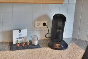 a coffee maker on a kitchen counter with cactuses at Felsen Apartment Loft in Engen