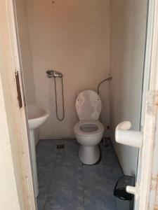 a bathroom with a toilet and a sink at Guesthouse ''Loni'' in Ureki