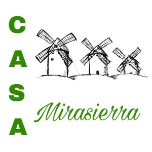a sketch of four windmills on a hill with the word aessoria at Casa Mirasierra in Mota del Cuervo