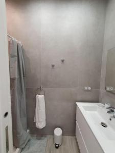 a bathroom with a sink and a shower and a toilet at Roquebrune : Appartement 4 personnes proche de la plage (AV) in Roquebrune-Cap-Martin