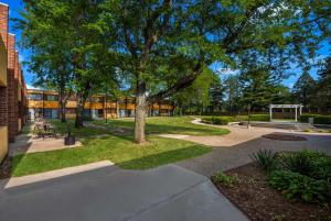 un parque con un árbol frente a un edificio en Best Western Prairie Inn & Conference Center, en Galesburg