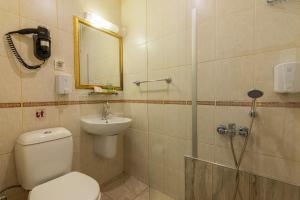 a bathroom with a toilet and a sink and a shower at Hotel Ipek Palas in Istanbul +29 photos
