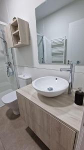 een badkamer met een wastafel en een toilet bij Casa da Penela in Nogueira de Ramuin