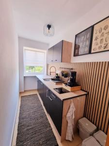 a small kitchen with a sink and a counter at Traumhafte Auszeit in Bad Lauchstädt