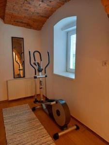 a room with a gym with a exercise bike at Gemütliche Familienwohnung in Lannach