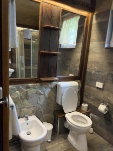 uma casa de banho com um WC e um lavatório em Villa Sagan em Zamárdi
