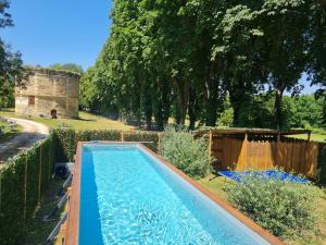 una piscina en el patio de una casa en La Fuye du Chateau de Jallanges pour 17 personnes, en Vernou-sur-Brenne