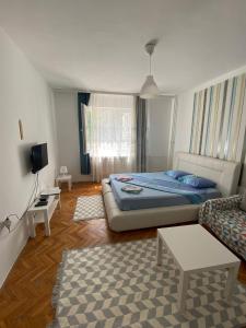 sala de estar con cama y sofá en Apartment Gajic, en Belgrado