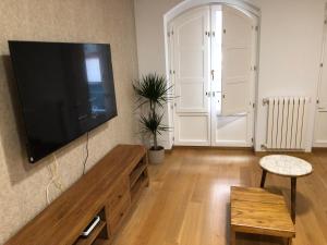 奧倫塞的住宿－Piso Principal，客厅的墙上配有平面电视。