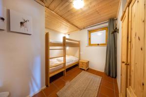 a small bedroom with bunk beds in a cabin at Appartement Juri Hochkrimml in Nothdorf
