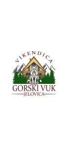 un logotipo para una cabaña de madera en las montañas en Vikendica GORSKI VUK Jelovica en Berane