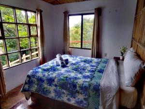 Un pat sau paturi într-o cameră la Hospedaje Bosque del Río