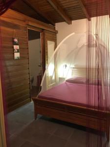 a bedroom with a bed with a mosquito net at Vacances Bien Etre Guadeloupe in Bouillante +28 photos