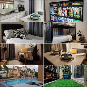 a collage of different pictures of a living room at Amari Homestay @ Sorrento Oasis Condominium in Manila