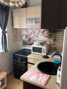 Kuchyň nebo kuchyňský kout v ubytování Maleva apartaments