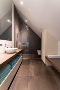 ein Bad mit einem Waschbecken und einem WC in der Unterkunft Polderlicht in Blankenberge