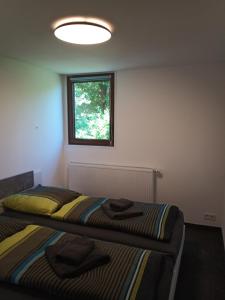 Ένα ή περισσότερα κρεβάτια σε δωμάτιο στο Ferienwohnung Waldblick - a88768