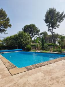羅科福爾雷潘的住宿－Mas d'Azur，一座绿树成荫的蓝色游泳池