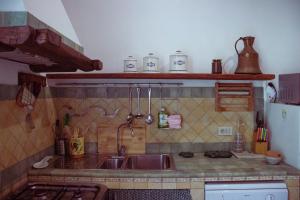a kitchen with a sink and a counter top at Agriturismo Morani in Santa Severa