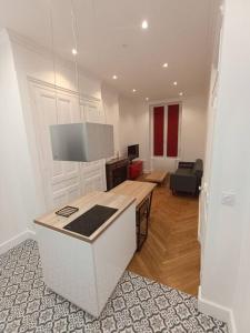 a kitchen with a counter top in a room at Appartement proche Gare Part-Dieu in Lyon