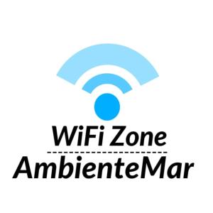 um emblema da zona wi-fi com um texto do administrador da zona wi-fi em AmbienteMar Cabañas em Papudo