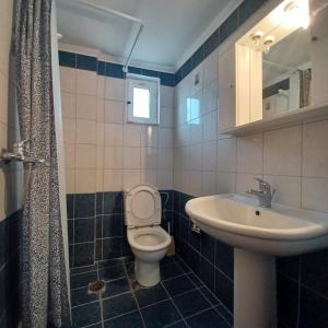 a bathroom with a toilet and a sink at NIKOS APARTMENTS and PENTHOUSE in Vasiliki +62 photos