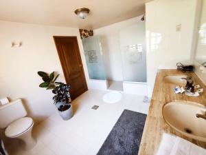 a bathroom with a sink and a toilet at Hotel Boutique La Casa de Margarita in Cochabamba