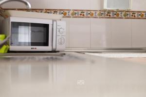 a microwave oven sitting on top of a kitchen counter at Hospedium DLJ Arjona Centro II in Arjona