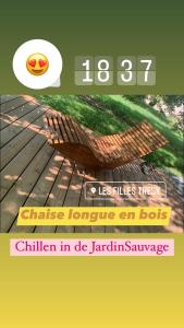 a poster of a chair on a wooden deck at Gîte Chambre de la Tante Camille - Les Filles Tresy in Passenans