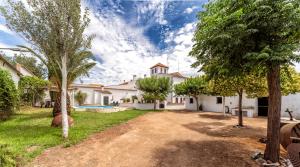 an exterior view of a house with a yard at Casa Rural con piscina- Tierra de Barros 