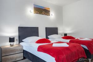 Postel nebo postele na pokoji v ubytování Willa Rosa-apartamenty z prywatną sauną